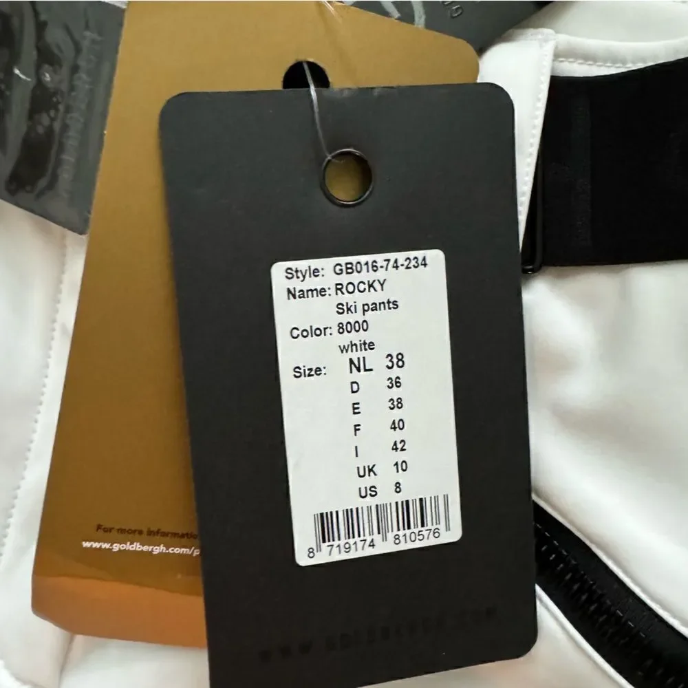 Goldbergh Pippa Rocky Ski Pants Waterproof White Black NWT US size 8